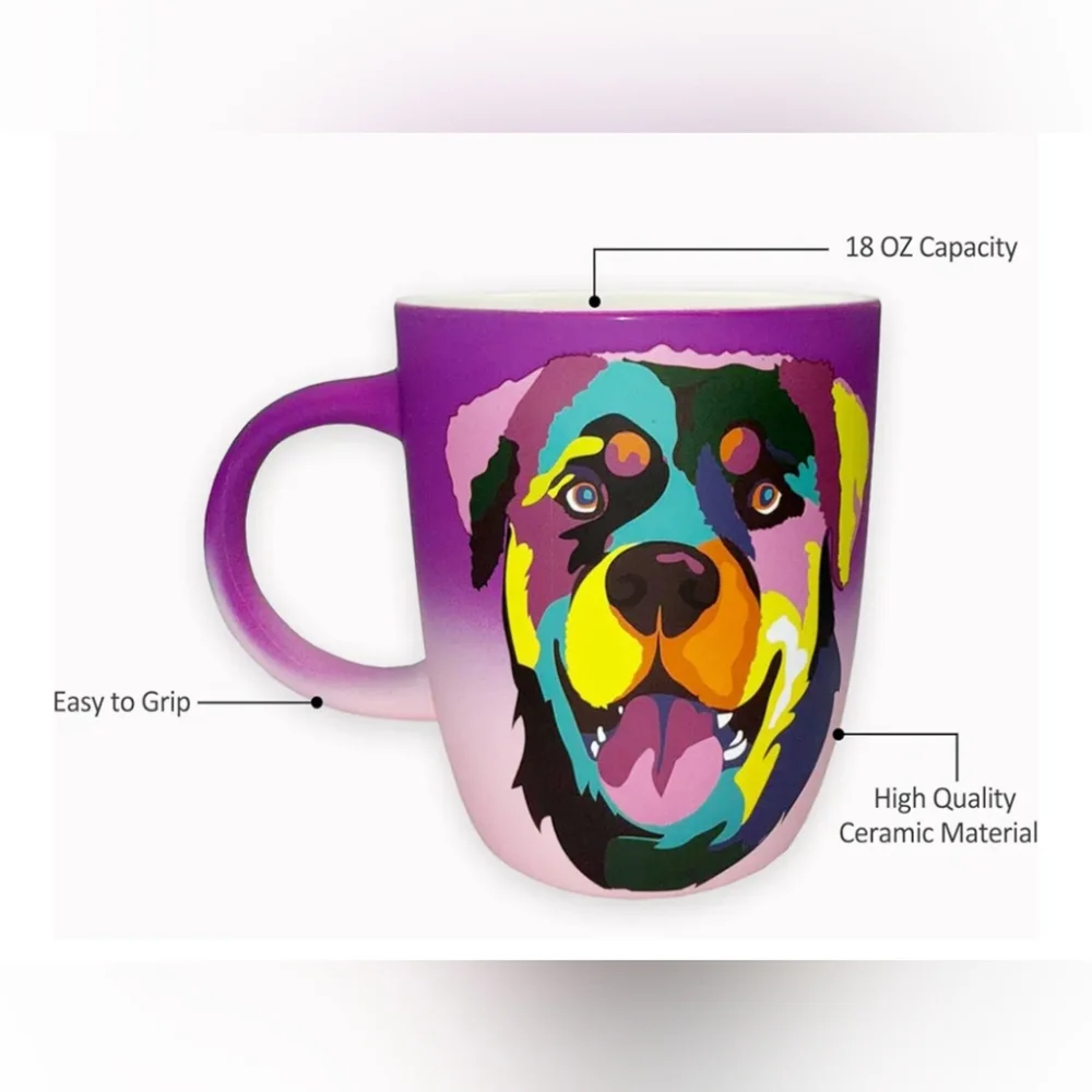 NWT Rottweiler Soft Touch Colorful Dog Mug by Desirable Sip - Picture 4 of 4